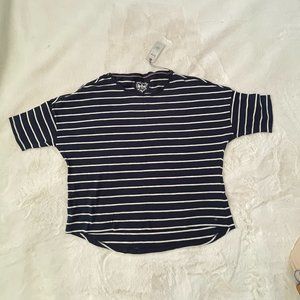 LEE COOPER Women's Navy/White Stripe Oversized 3/4 Sleeve T-Shirt Size: XL